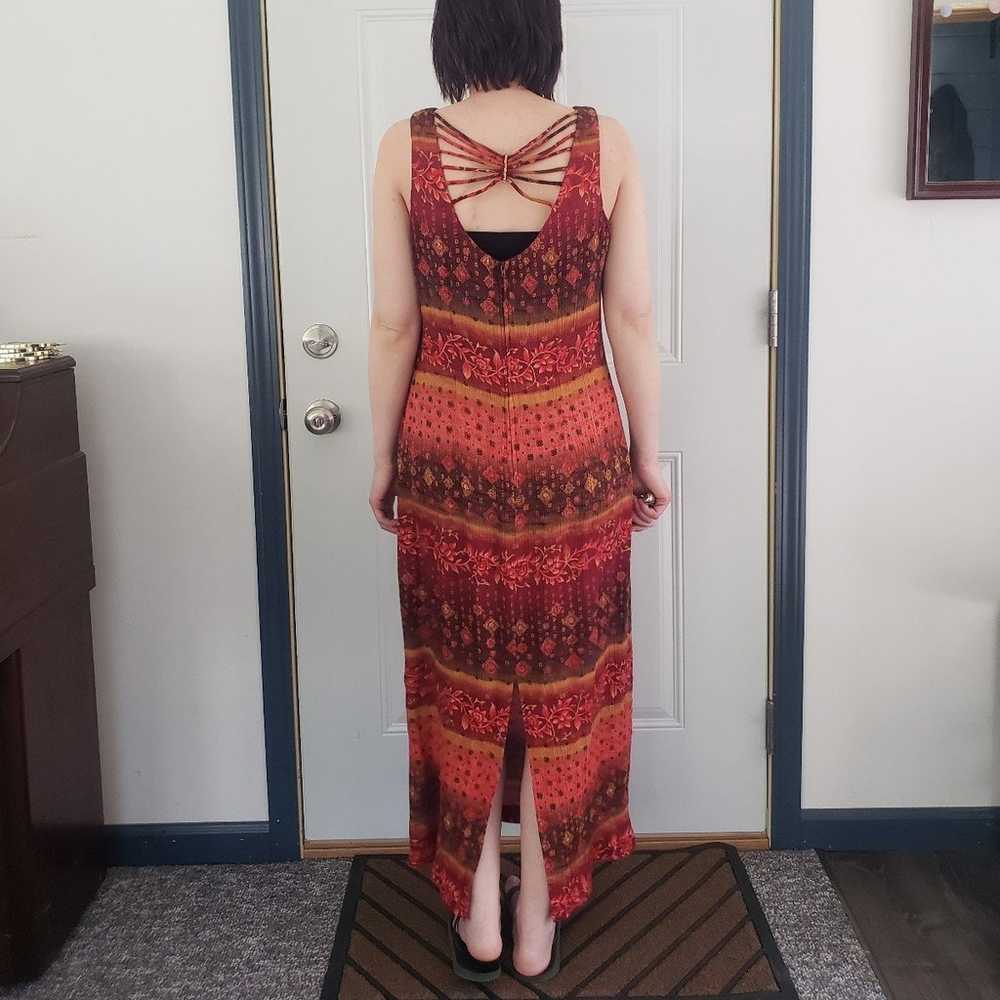 90s Pink and Orange Rayon Maxi Dress - image 3