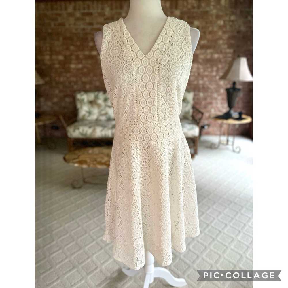 Charter Club Cream Crochet Lace Fit & Flare Sleev… - image 2