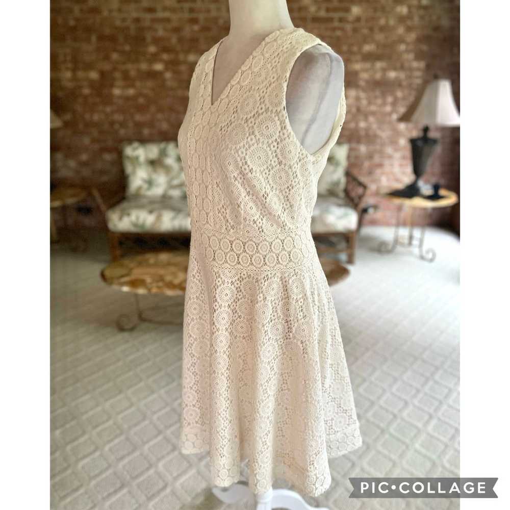 Charter Club Cream Crochet Lace Fit & Flare Sleev… - image 6