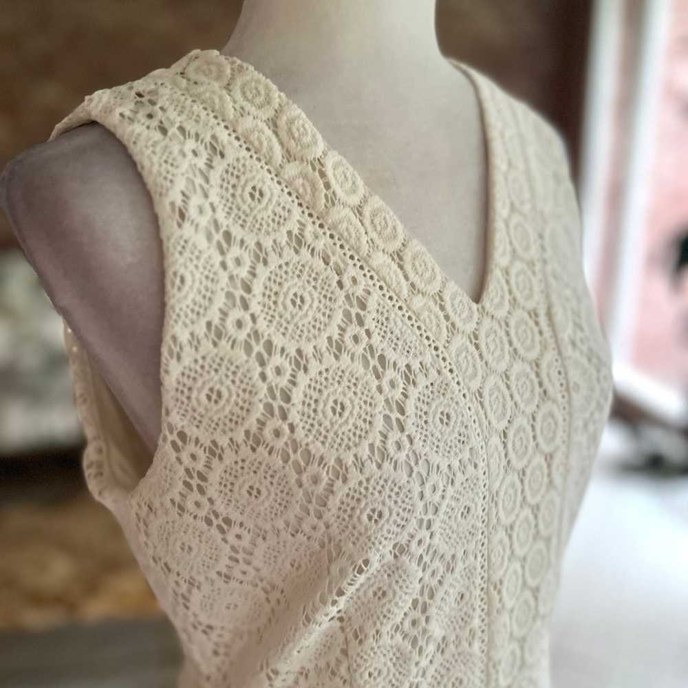 Charter Club Cream Crochet Lace Fit & Flare Sleev… - image 9