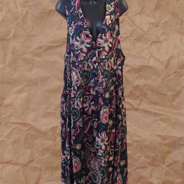 Vintage Floral Paisley Collared Midi Dress - image 1