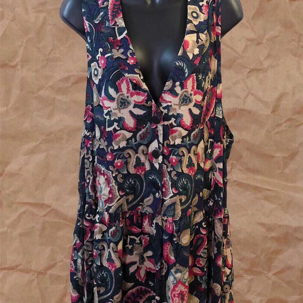 Vintage Floral Paisley Collared Midi Dress - image 2