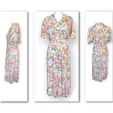 Carol Anderson vintage 80s floral belted day dress