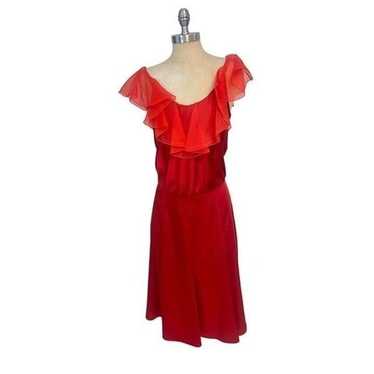 Emporio Armani Italy Red Vintage Y2K Ruffle Dress 