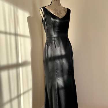 Stunning Vintage Black Satin Evening Dress