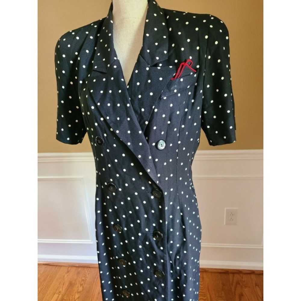 Vintage 70's VIRGO II Black White Polka Dot Dress… - image 2