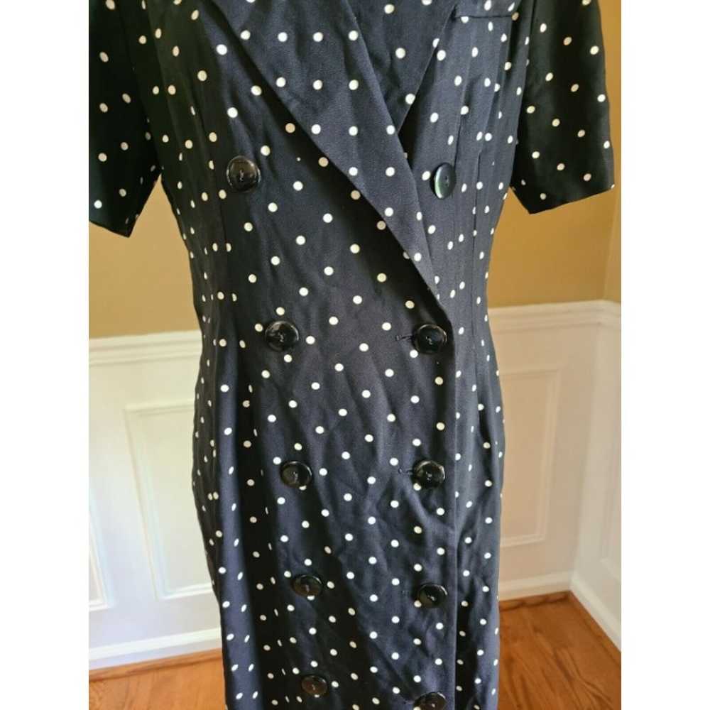 Vintage 70's VIRGO II Black White Polka Dot Dress… - image 3