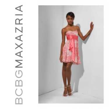 BCBGMaxAzria Strapless Printed Chiffon Dress