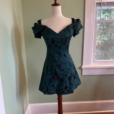 Vintage 80s/90s Scott McClintock Green Mini Dress… - image 1