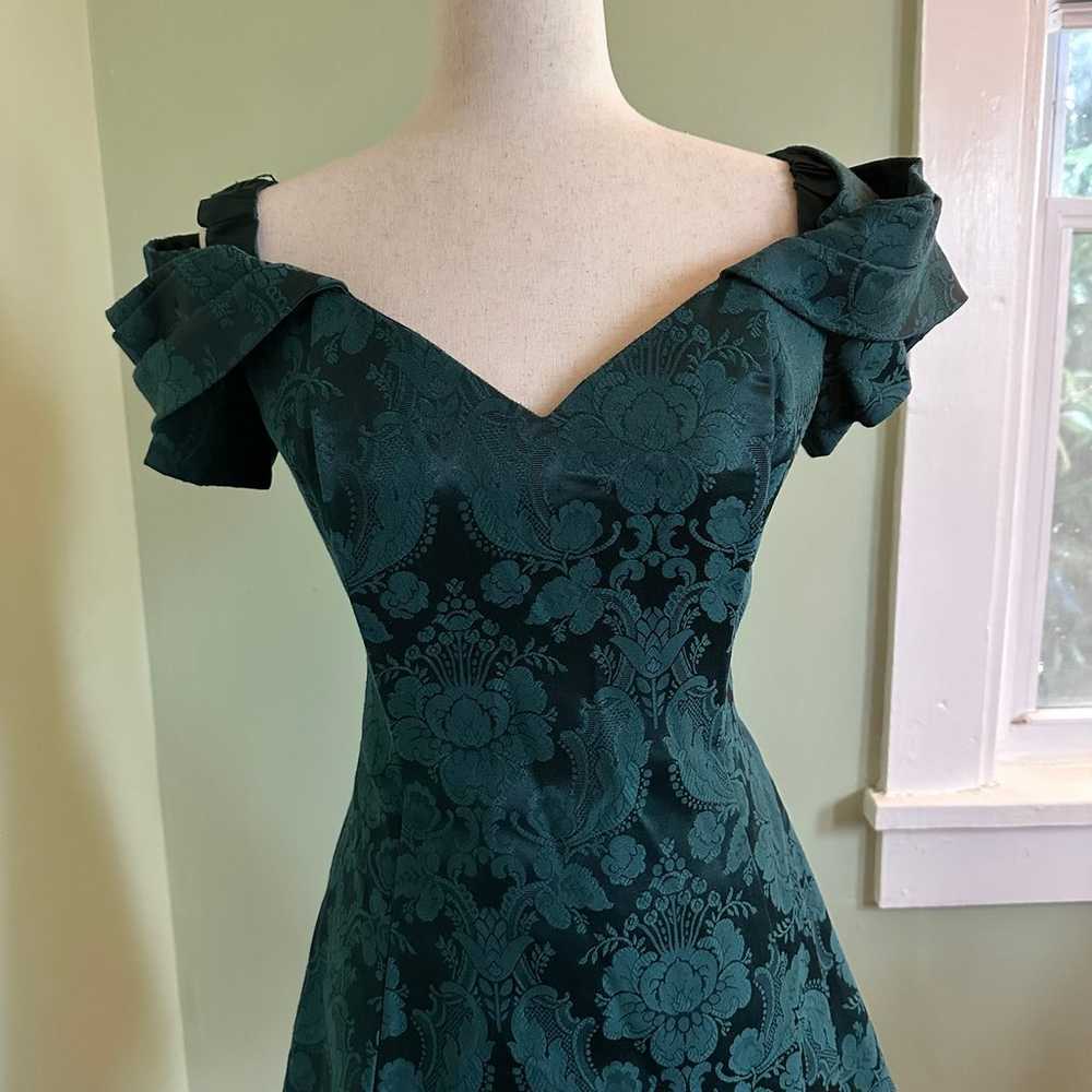 Vintage 80s/90s Scott McClintock Green Mini Dress… - image 3