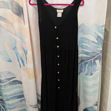 Vintage black dress with gold buttons - image 1