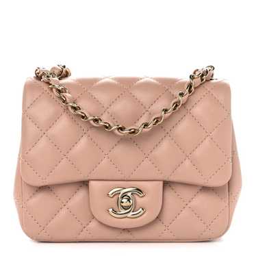 CHANEL Lambskin Quilted Mini Square Flap Beige