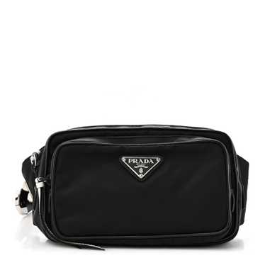 PRADA Tessuto Nylon Studded Belt Bag Black White