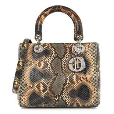 CHRISTIAN DIOR Snakeskin Medium Lady Dior Brown M… - image 1