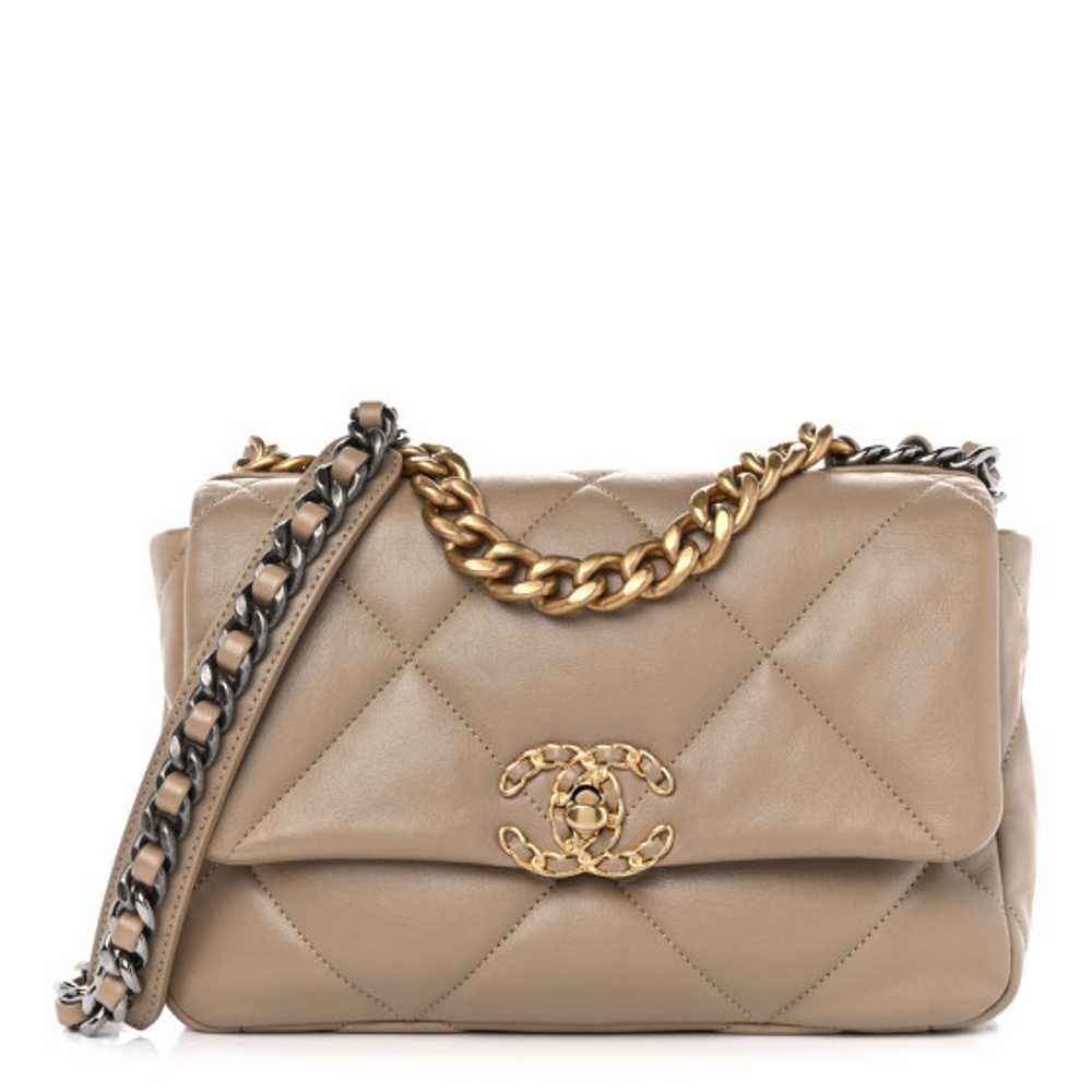 CHANEL Lambskin Quilted Medium Chanel 19 Flap Dar… - image 1