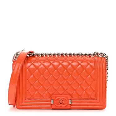 CHANEL Patent Calfskin Quilted Medium Plexiglass B