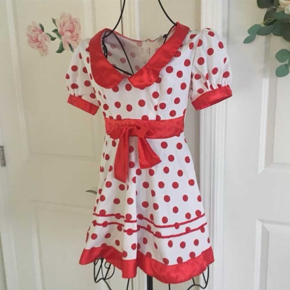 Vintage/Retro Style Red and White Polka Dot Dress - image 1