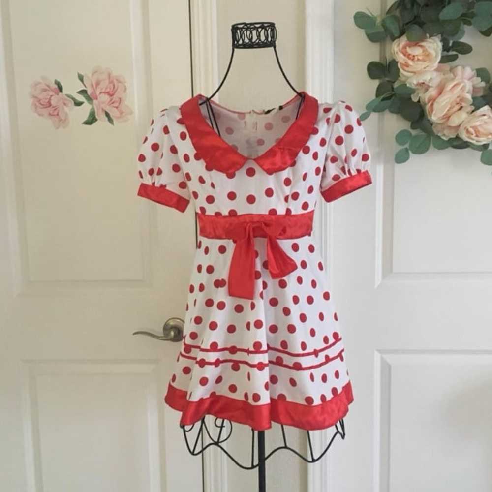 Vintage/Retro Style Red and White Polka Dot Dress - image 2