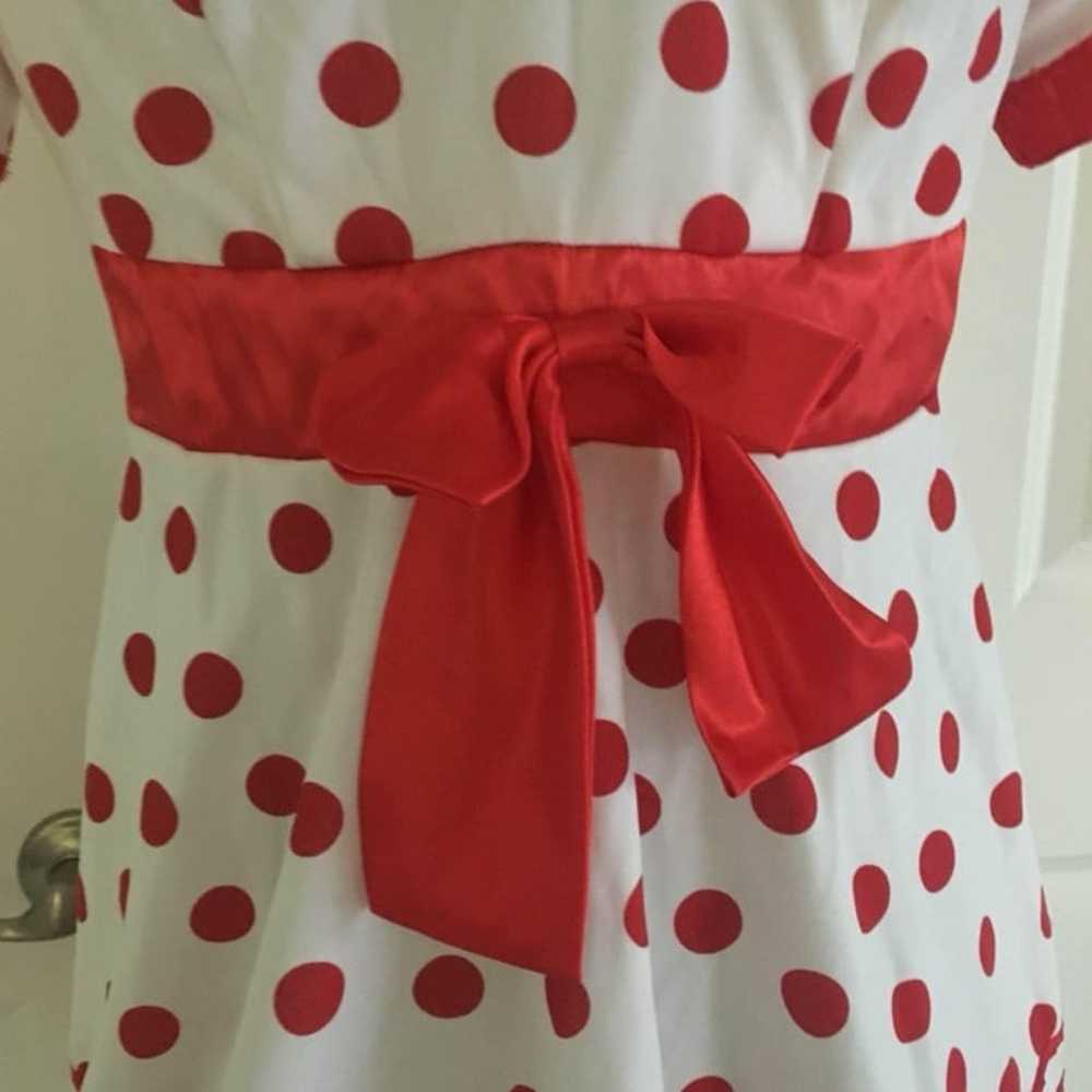 Vintage/Retro Style Red and White Polka Dot Dress - image 3