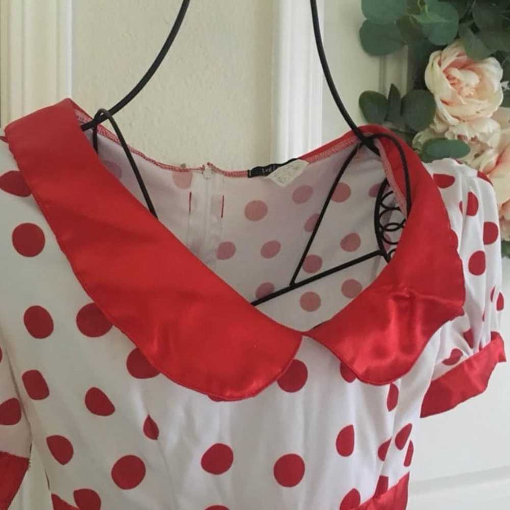 Vintage/Retro Style Red and White Polka Dot Dress - image 4