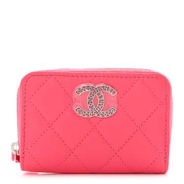 CHANEL Caviar Quilted CC Zip Coin Purse Fuchsia - image 1