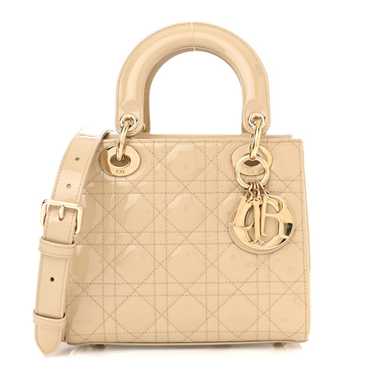 CHRISTIAN DIOR Patent Cannage Small Lady Dior Beig