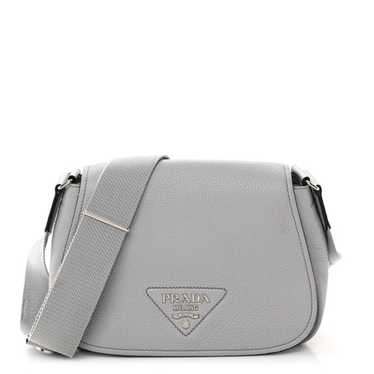 PRADA Vitello Daino Soft Shoulder Flap Bag Ardesia