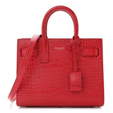 SAINT LAURENT Calfskin Crocodile Embossed Nano Sa… - image 1