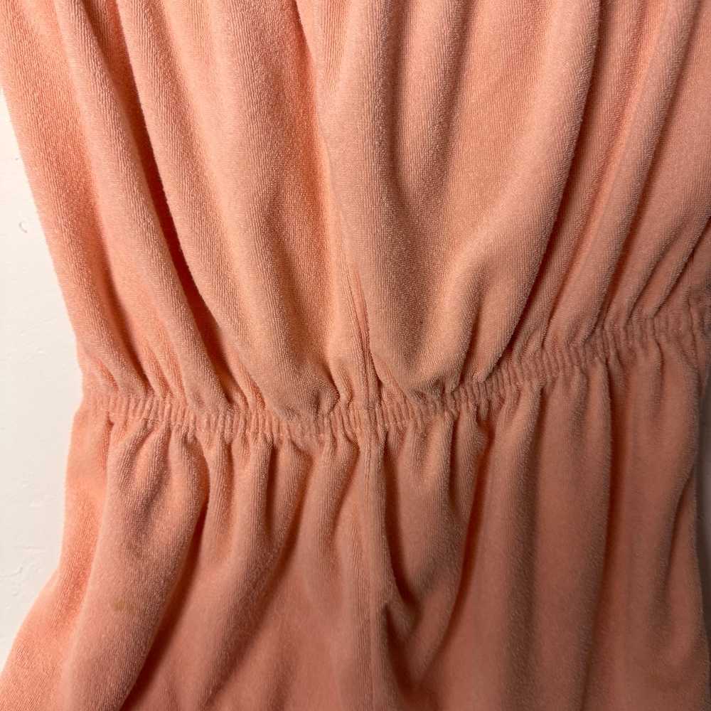 Vintage strapless romper 70's terrycloth peach pl… - image 4