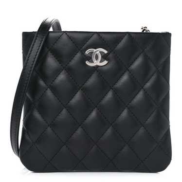 CHANEL Lambskin Quilted Crossbody Bag Black