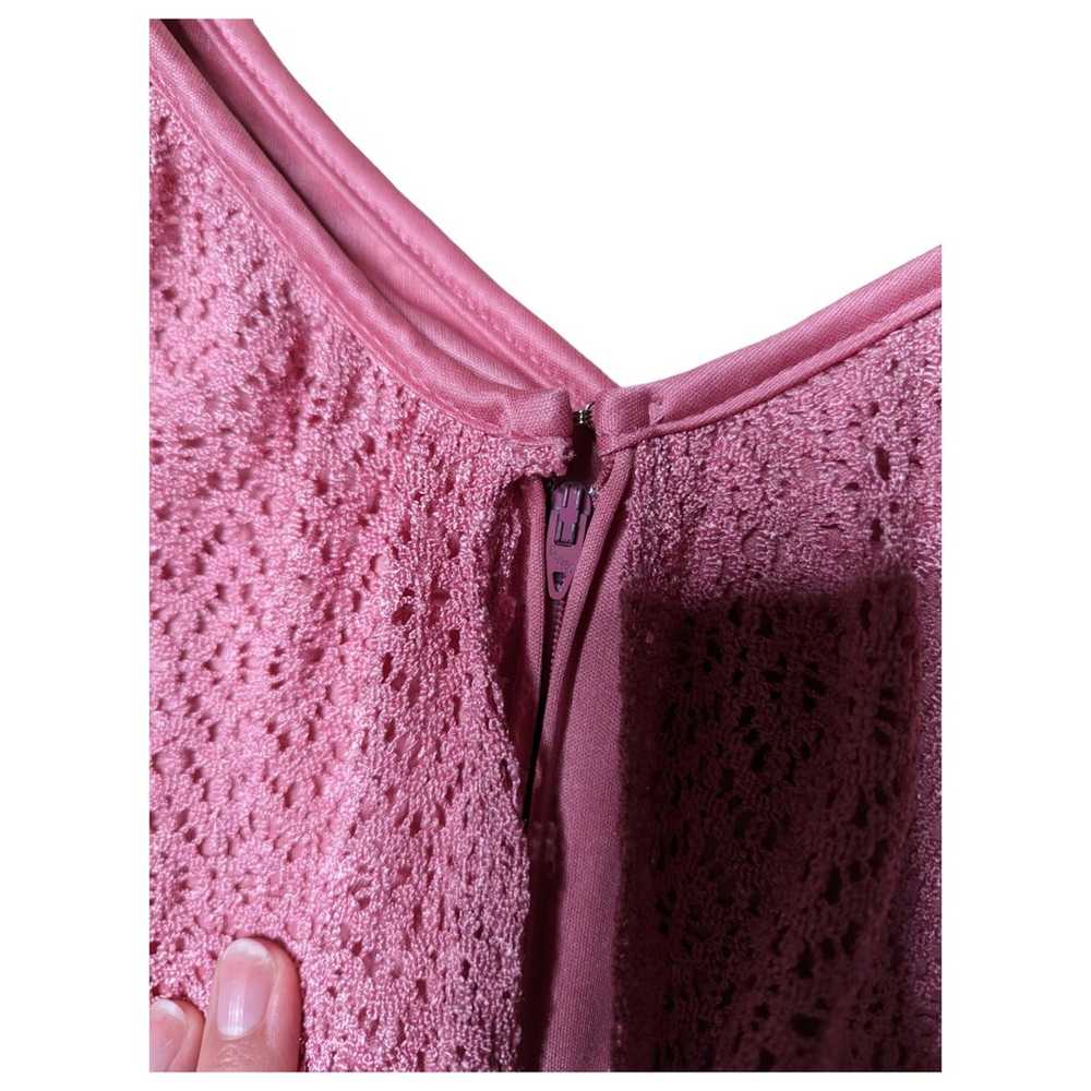 Vintage 1970s Pink Lace Draped Top V-Neck Tie Sho… - image 3