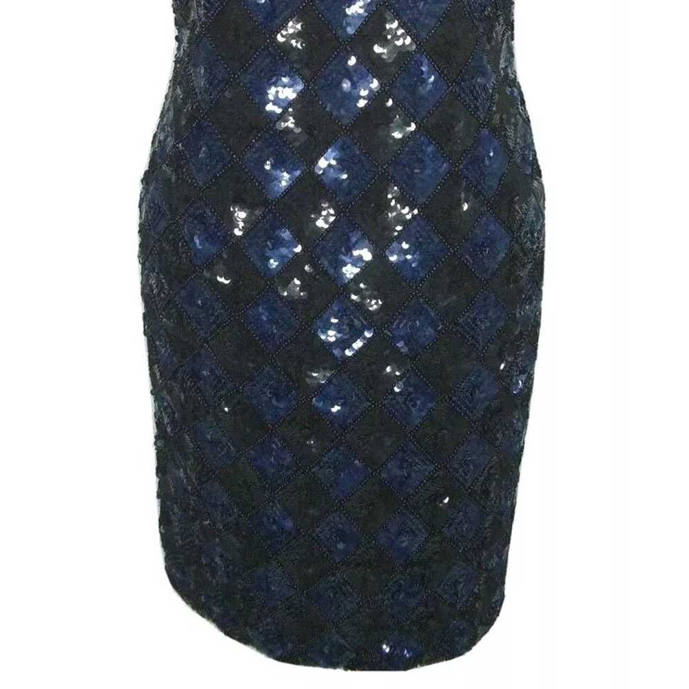 Vintage Stenay Blue Black Sequined Short Evening … - image 2