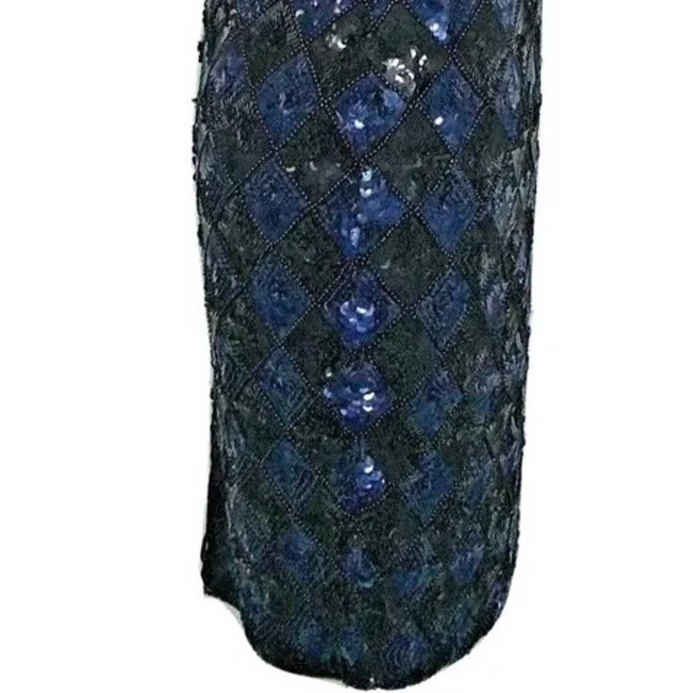 Vintage Stenay Blue Black Sequined Short Evening … - image 4