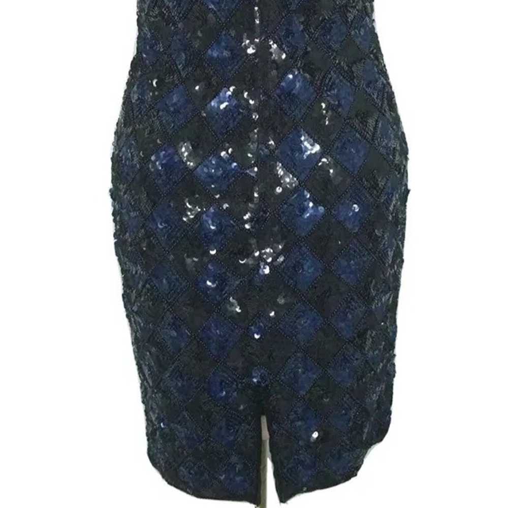 Vintage Stenay Blue Black Sequined Short Evening … - image 6