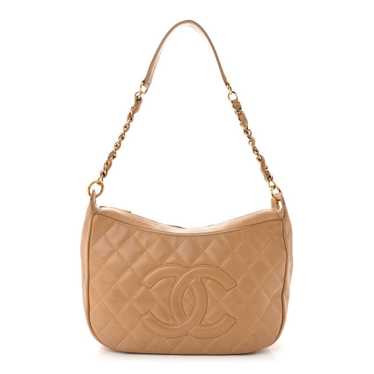 CHANEL Caviar Quilted Timeless CC Shoulder Bag Bei