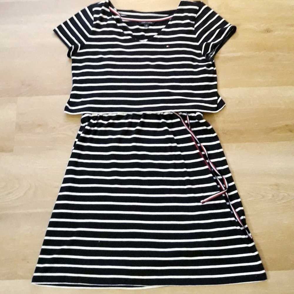 Y2K Tommy Hilfiger Blue White Stripe T-Shirt Dres… - image 10