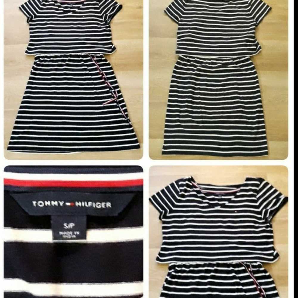 Y2K Tommy Hilfiger Blue White Stripe T-Shirt Dres… - image 12