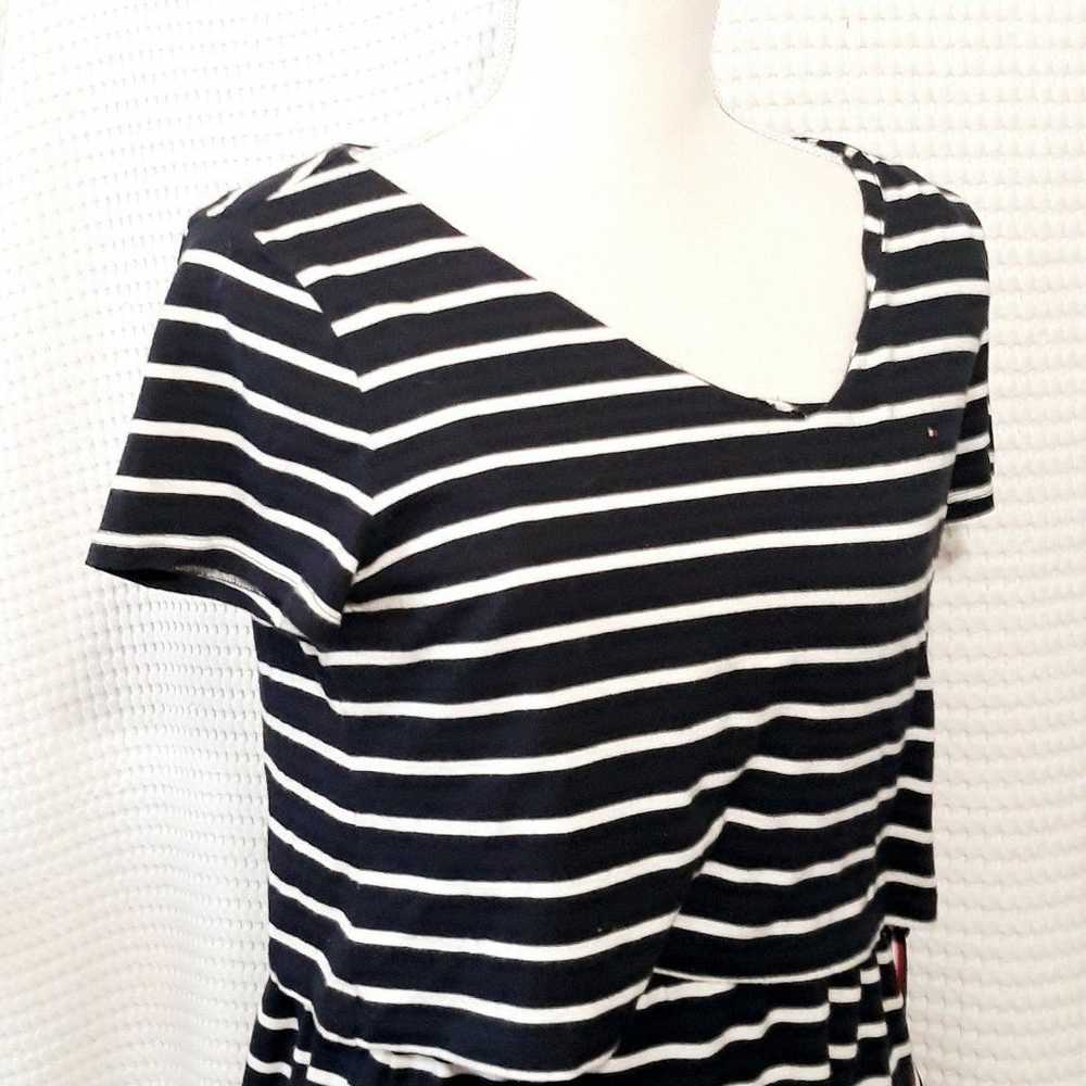 Y2K Tommy Hilfiger Blue White Stripe T-Shirt Dres… - image 3