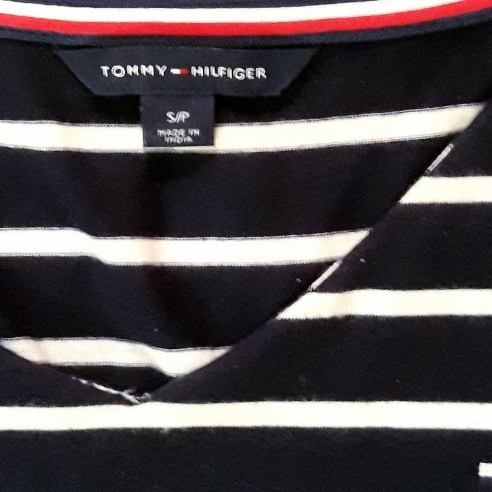 Y2K Tommy Hilfiger Blue White Stripe T-Shirt Dres… - image 4