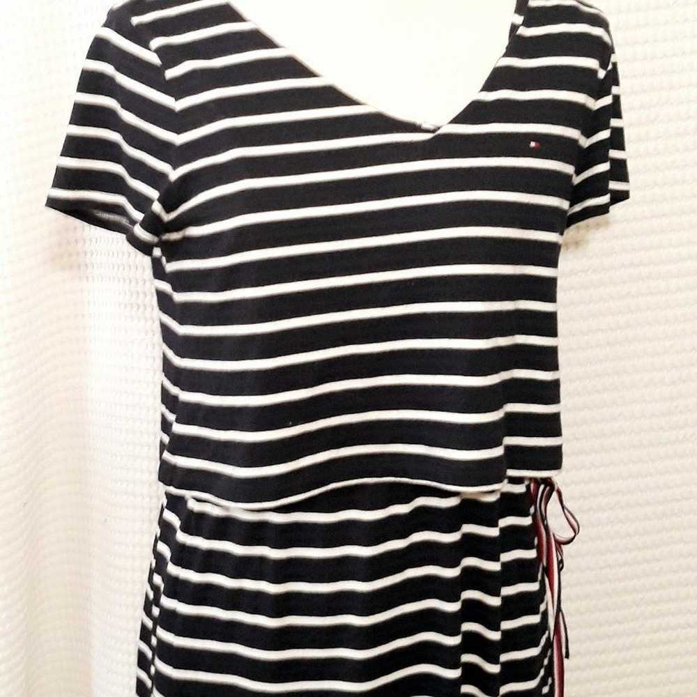 Y2K Tommy Hilfiger Blue White Stripe T-Shirt Dres… - image 7