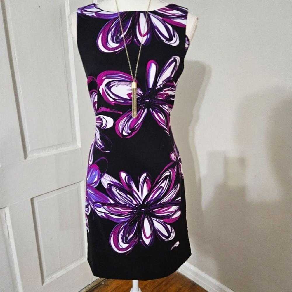 Purple Floral Print Dress - Vintage Style - image 1