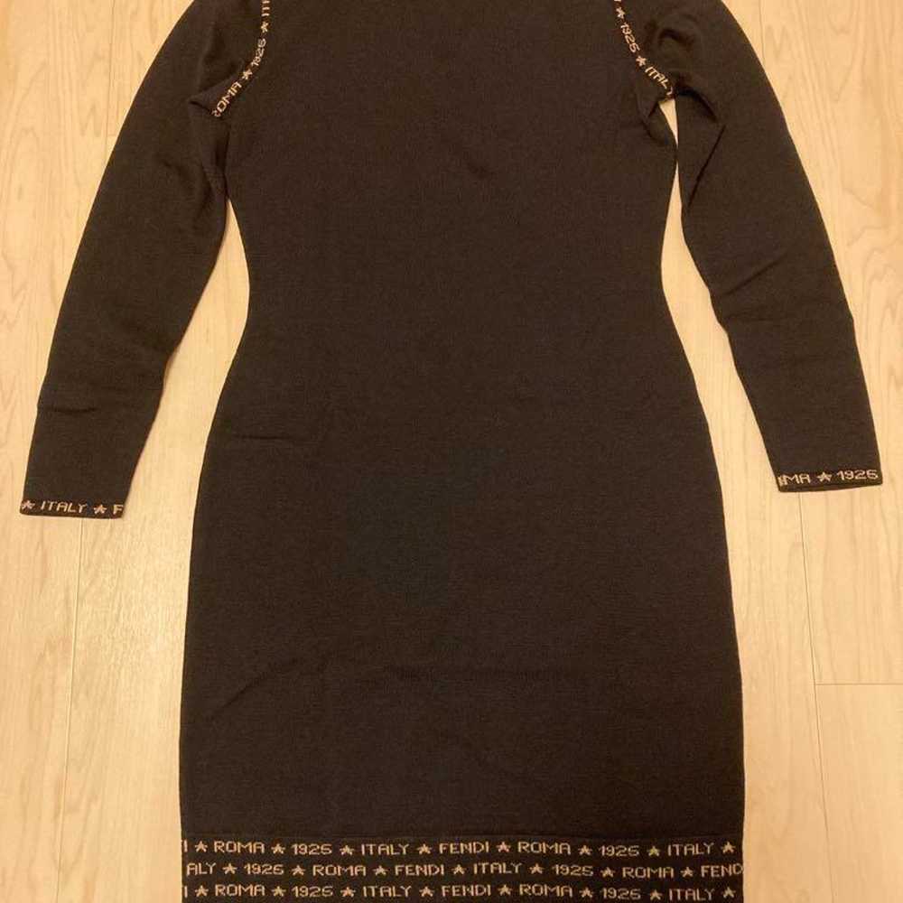 FENDI Knit Dress V-Neck Black - image 8