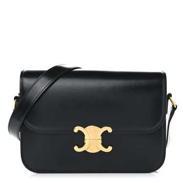 CELINE Shiny Calfskin Medium Triomphe Black