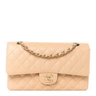 CHANEL Caviar Quilted Medium Double Flap Beige