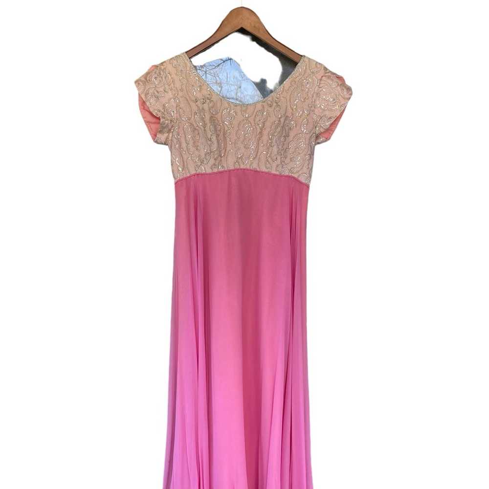 vintage 50s / 60s pink and silver and gold midi p… - image 2