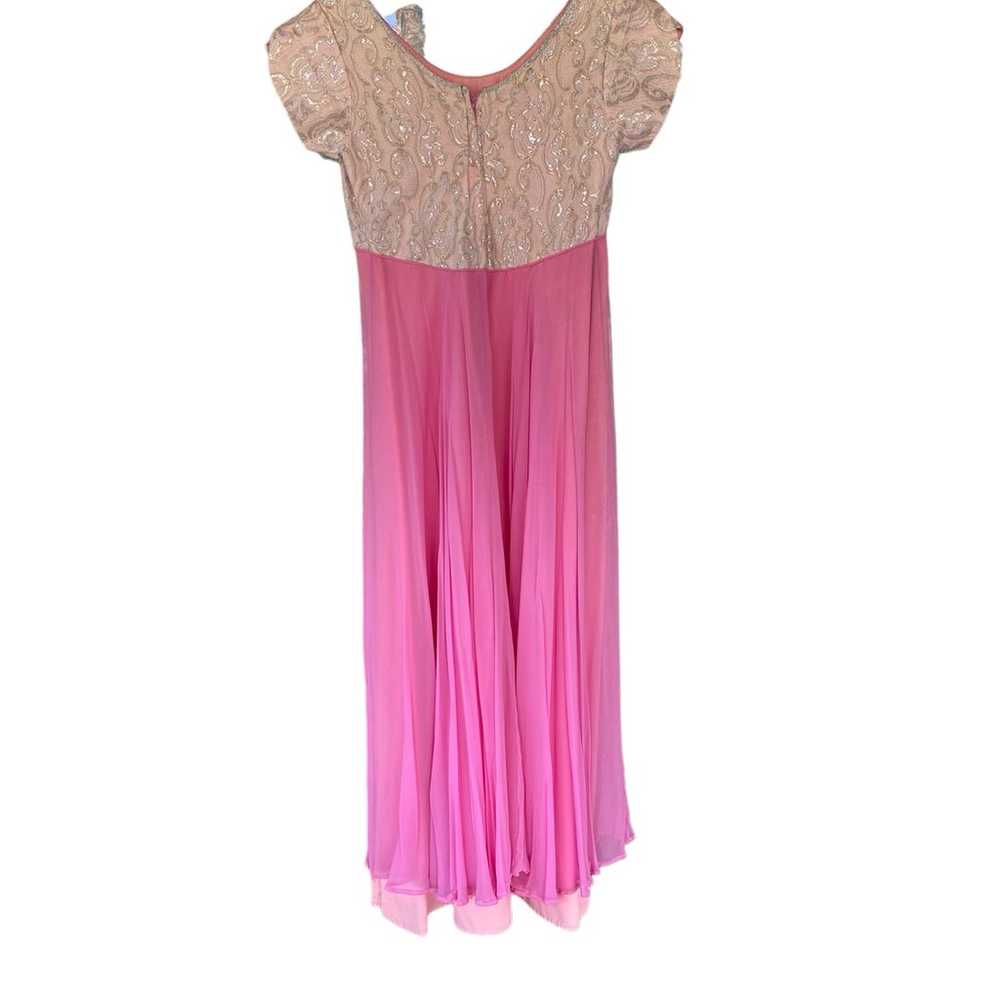 vintage 50s / 60s pink and silver and gold midi p… - image 6