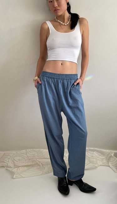 vintage raw silk jogger - Slate Blue