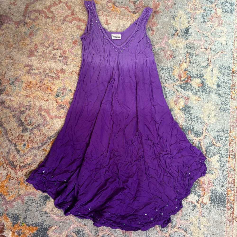 Vintage Y2K boho / fairycore purple sequin dress - image 1