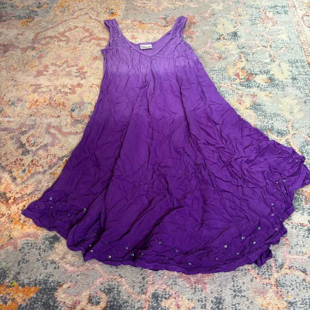 Vintage Y2K boho / fairycore purple sequin dress - image 3