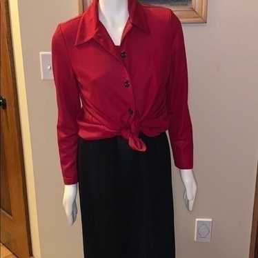 1990’s 2 piece Blair red and black color block ma… - image 1